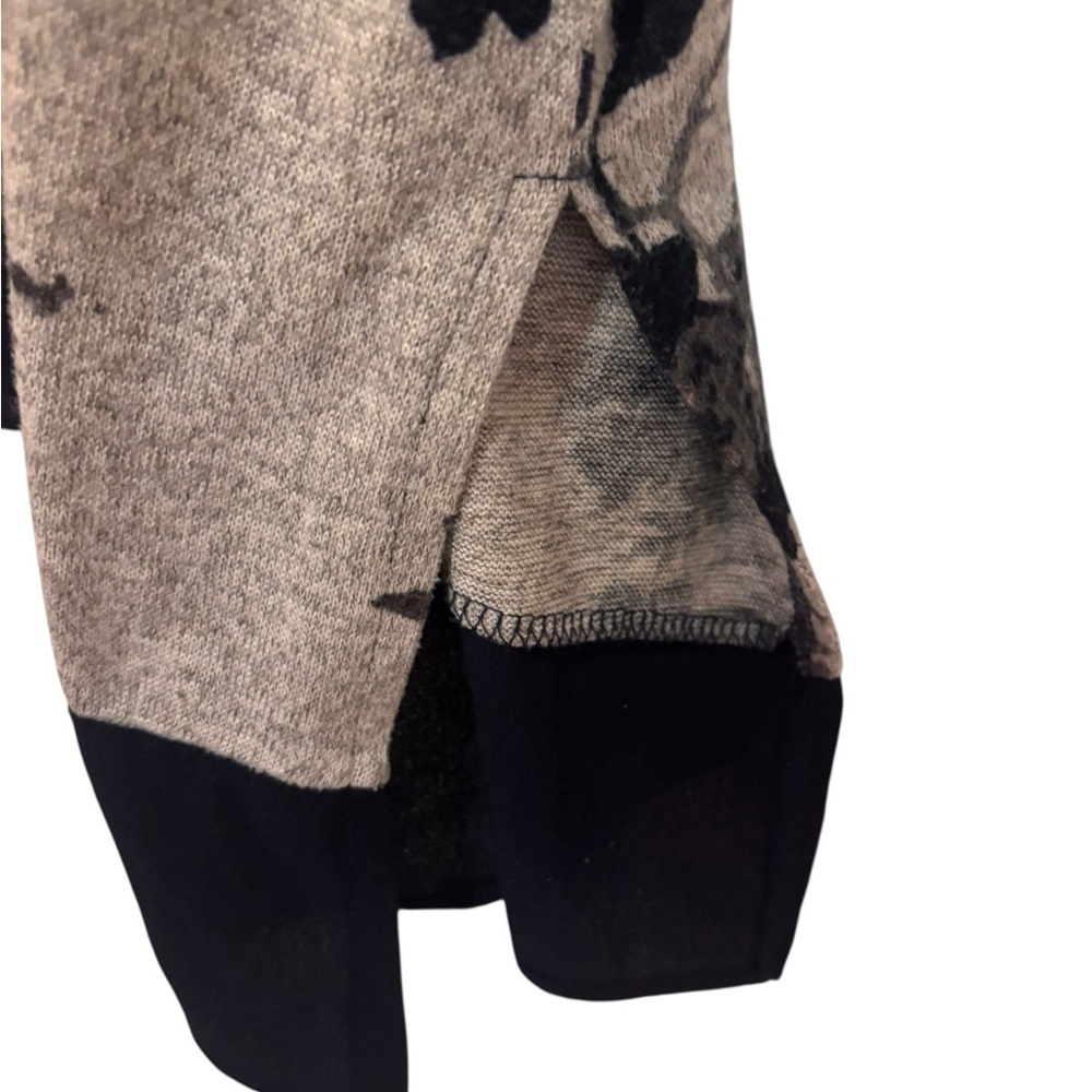 Westport Gray & Navy Floral Tunic Top with Asymmetrical Hem - Picture 5 of 10